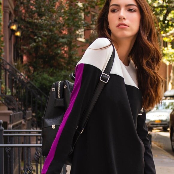 Hutch Devon Color Block Dress Small Black White Purple Anthropologie - Picture 1 of 8